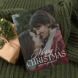 Trendy Minimalist Modern Photo Christmas Card