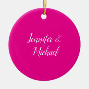 Trendy Minimalist Modern Plain Simple Hot Pink Ceramic Ornament