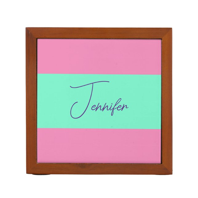 Trendy Minimalist Modern Plain Simple Pastel Color Desk Organizer (Front)