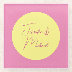 Trendy Minimalist Modern Plain Simple Pastel Color Glass Coaster