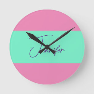 Trendy Minimalist Modern Plain Simple Pastel Color Round Clock