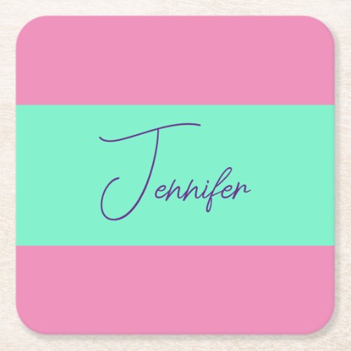 Trendy Minimalist Modern Plain Simple Pastel Color Square Paper Coaster