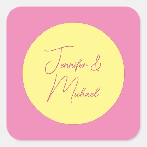 Trendy Minimalist Modern Plain Simple Pastel Color Square Sticker