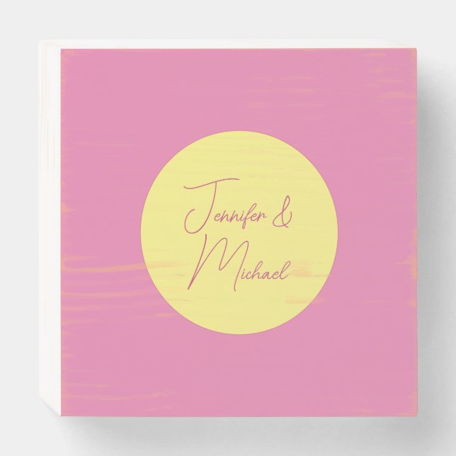 Trendy Minimalist Modern Plain Simple Pastel Color Wooden Box Sign (Front Horizontal)