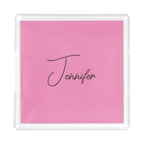 Trendy Minimalist Modern Plain Simple Pink Color Acrylic Tray