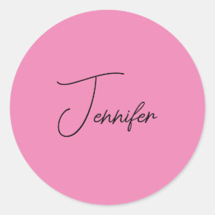 Trendy Minimalist Modern Plain Simple Pink Color Classic Round Sticker