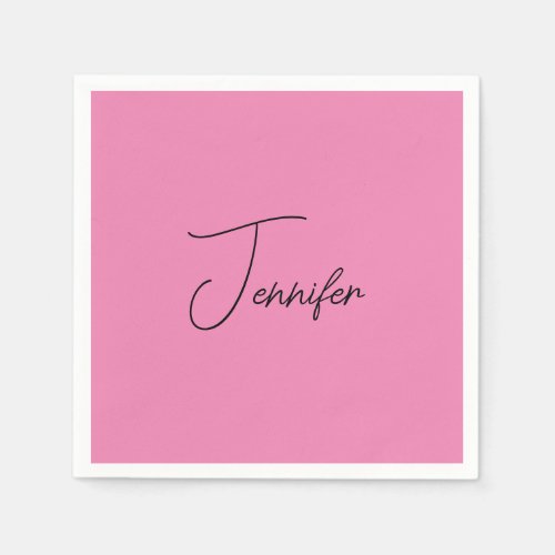Trendy Minimalist Modern Plain Simple Pink Color Napkins