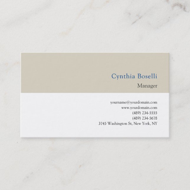 Trendy Minimalist Modern Plain Simple Template Business Card (Front)