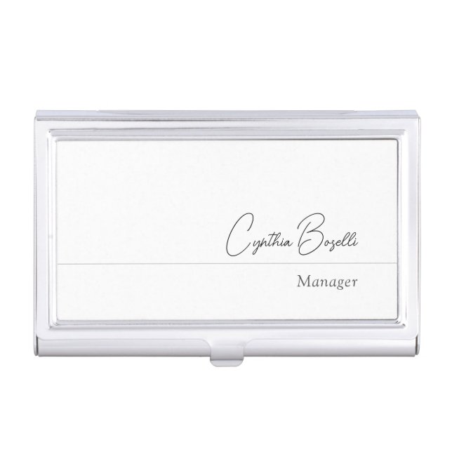 Trendy Minimalist Modern Plain Simple Template Business Card Case (Front)