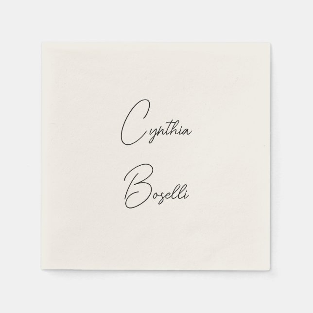 Trendy Minimalist Modern Plain Simple Template Napkins (Front)