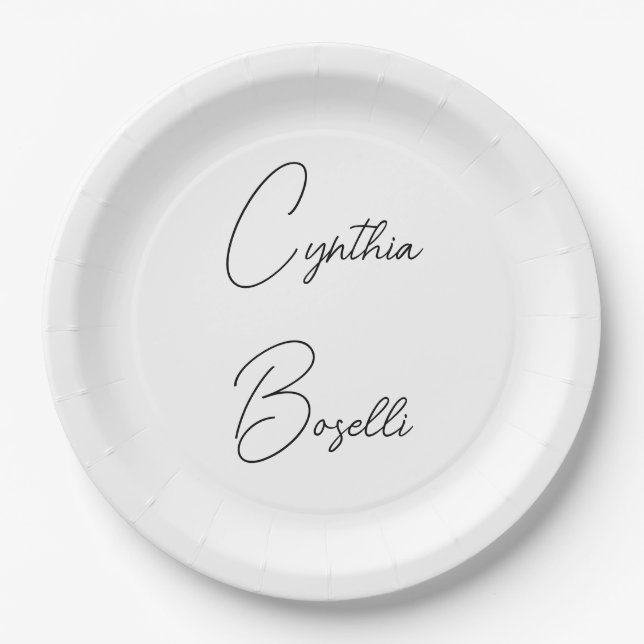 Trendy Minimalist Modern Plain Simple Template Paper Plates (Front)