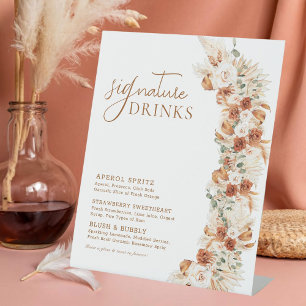 Trendy Minimalist Modern Wedding Signature Drinks Pedestal Sign