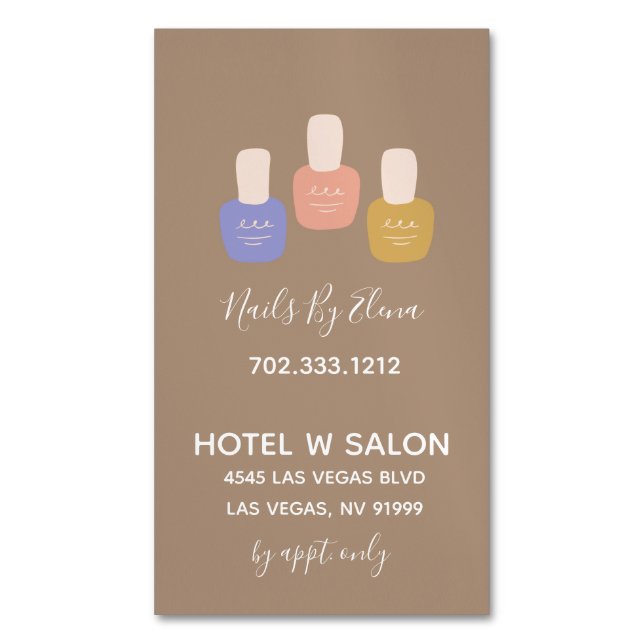 Trendy Minimalist Nail Salon Business Card Magnet (Front Vertical)