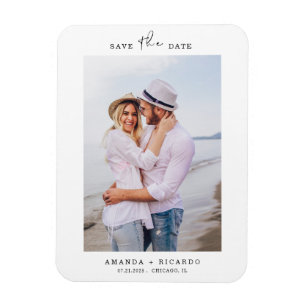 Trendy Minimalist Photo Wedding Announcement Magnet