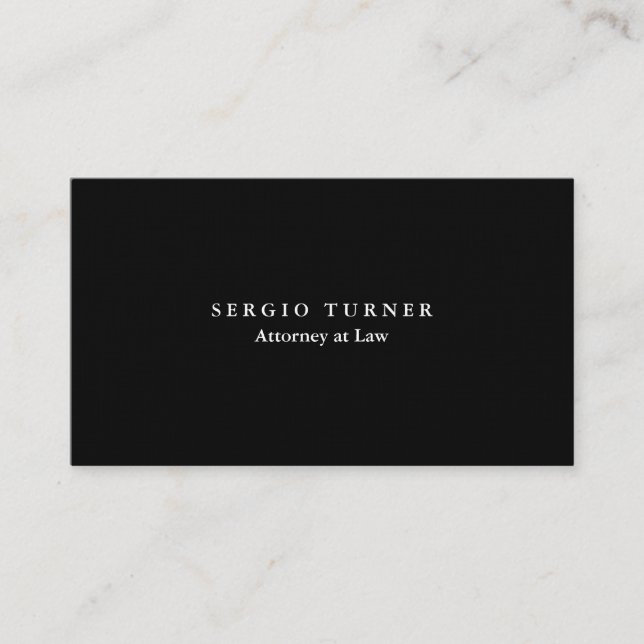 Trendy Minimalist Professional Black Business Card (Front)