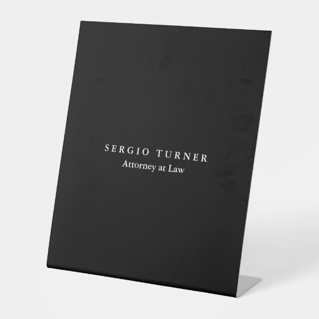 Trendy Minimalist Professional Black Pedestal Sign (Front)
