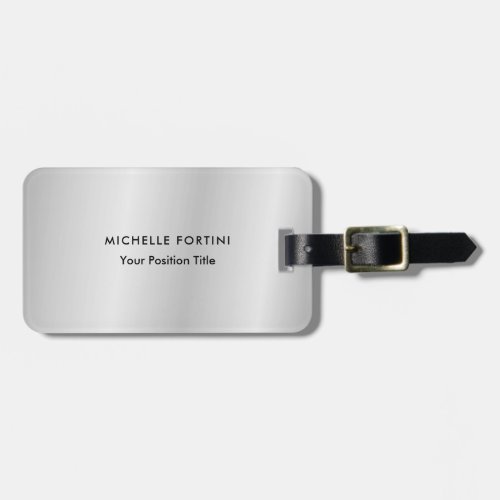 Trendy Minimalist Professional Modern Silver Grey Luggage Tag