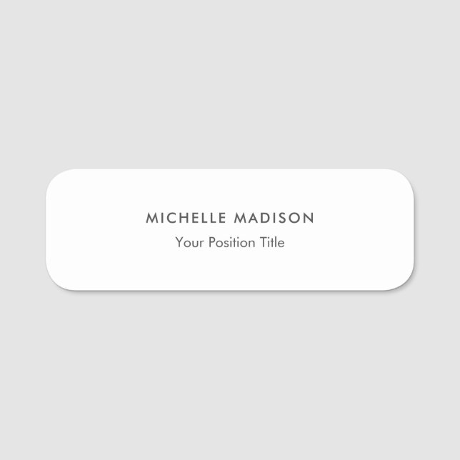 Trendy Minimalist Professional Plain Name Tag (Front)