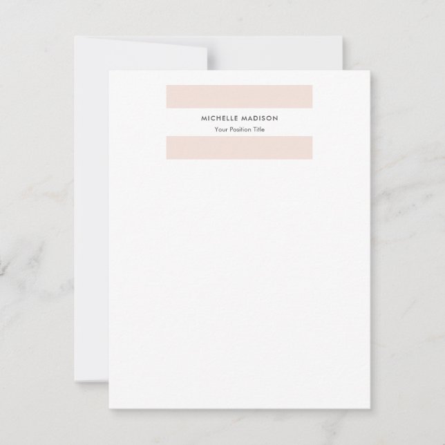 Trendy Minimalist Professional Plain Note Card (Front)