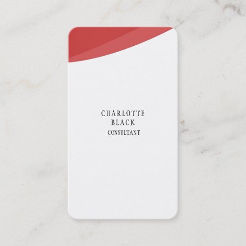 Trendy Minimalist Red White Creative Plain Curves Business Card