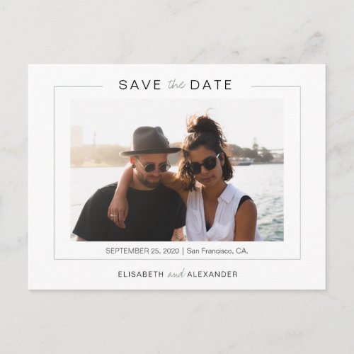 Trendy minimalist simple elegant wedding save date postcard