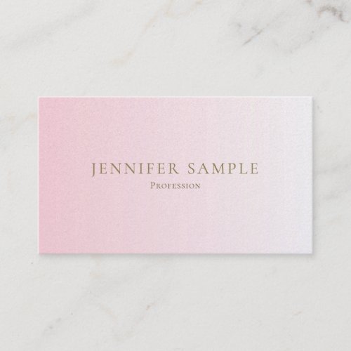 Trendy Minimalist Stylish Pink Gold Design Luxury Business Card