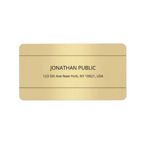 Trendy Minimalist Template Gold Color Chic Address Label