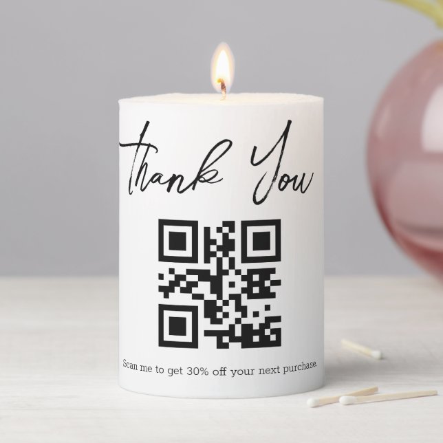 trendy minimalist  thank you business qr code   pillar candle (In Situ)