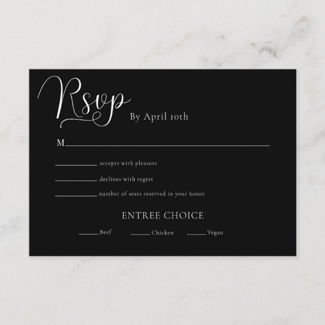 Trendy Minimalist  Wedding Reply Enclosure Card (Front)