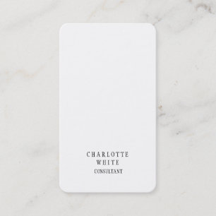 Trendy Minimalist White Creative Simple Plain Business Card