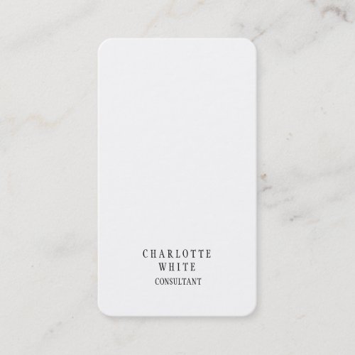 Trendy Minimalist White Creative Simple Plain Business Card