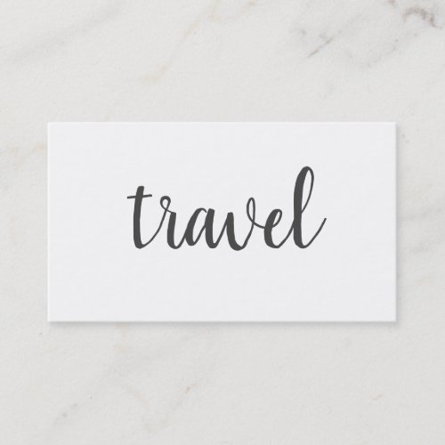 Trendy Minimalist White Grey Plain Travel Agent Business Card