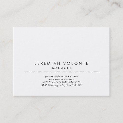Trendy Minimalist White Professional Artwork Business Card