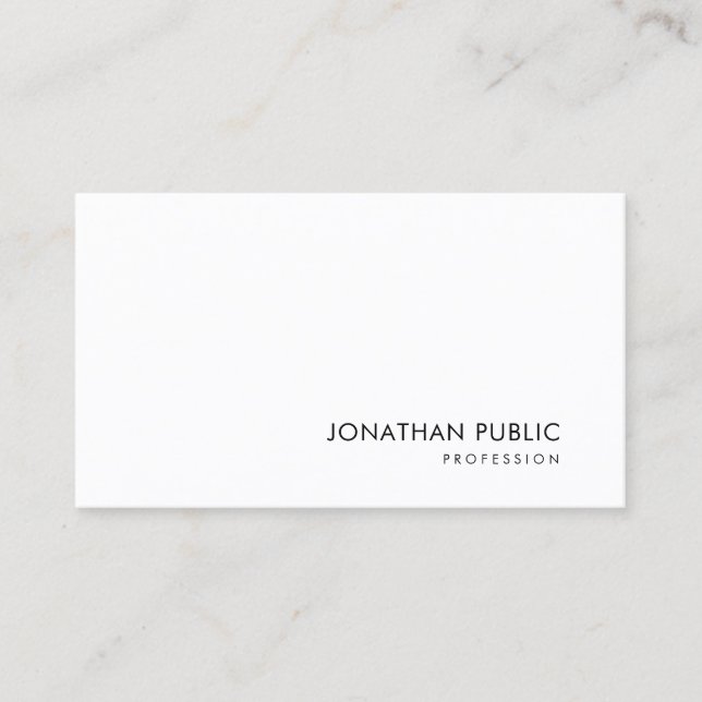 Trendy Minimalistic Design White Template Modern Business Card (Front)