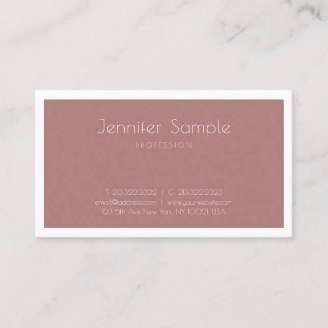 Trendy Minimalistic Elegant Clean Plain Luxury Business Card (Front)