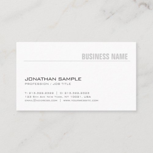 Trendy Minimalistic Elegant Plain Modern Design Business Card