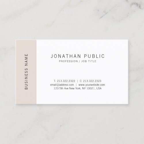 Trendy Minimalistic Elegant Simple Modern Plain Business Card