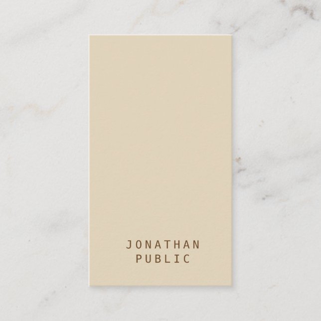 Trendy Minimalistic Modern Elegant Beige Template Business Card (Front)