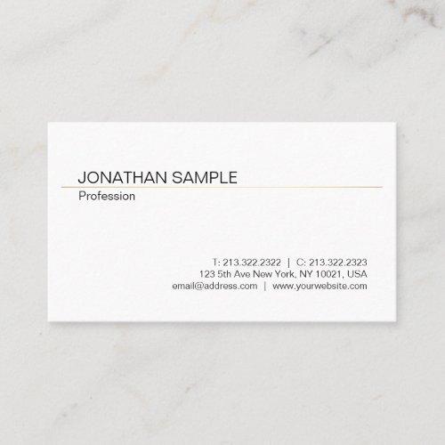 Trendy Minimalistic Modern Stylish White Gold Business Card