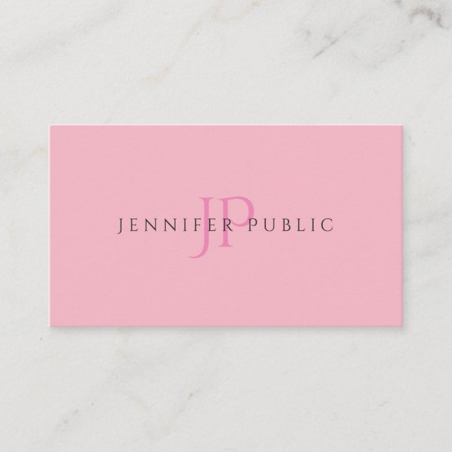 Trendy Minimalistic Pretty Pink Design Luxury Business Card (Front)