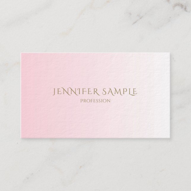Trendy Minimalistic Stylish Pink Design Luxury Business Card (Front)
