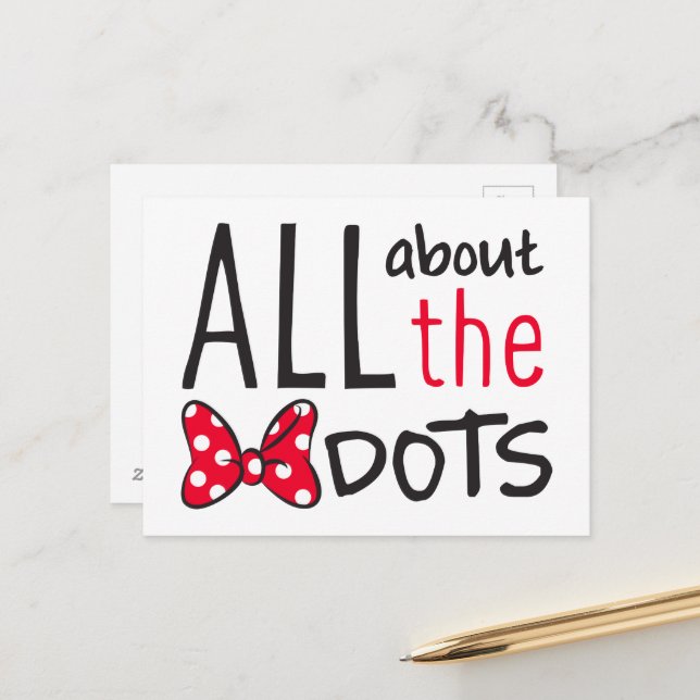 Trendy Minnie, Red Polka Dot Bow Postcard, Zazzle