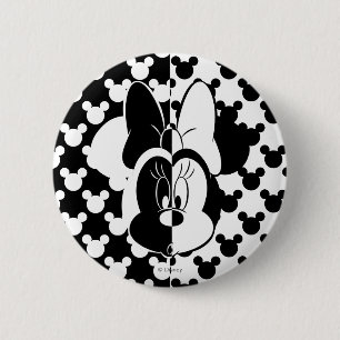 Trendy Minnie   Black & White Modern Pinback Button
