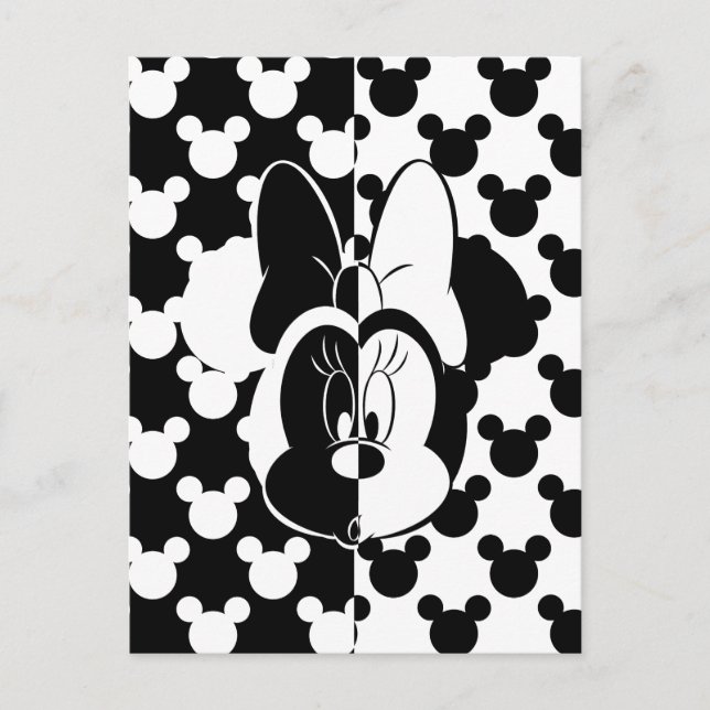Trendy Minnie | Black & White Modern Postcard (Front)