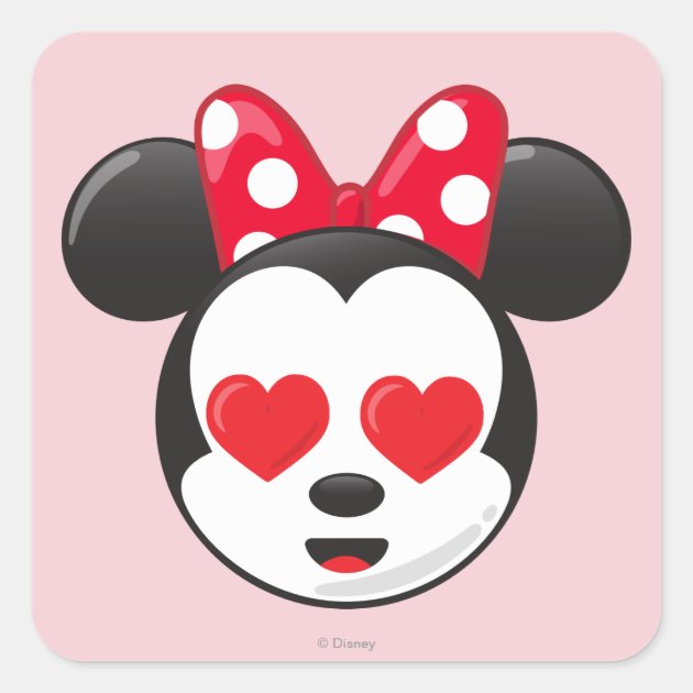 Trendy Minnie | In Love Emoji Square Sticker | Zazzle