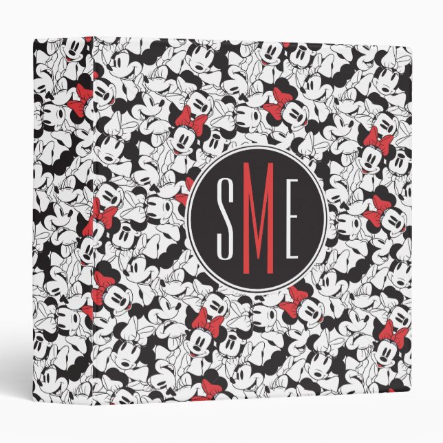 Trendy Minnie | Monogram Classic Pattern 3 Ring Binder (Front/Spine)