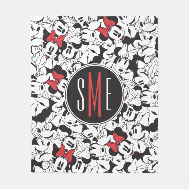 Trendy Minnie | Monogram Classic Pattern Fleece Blanket (Front)