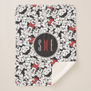 Trendy Minnie   Monogram Classic Pattern Sherpa Blanket