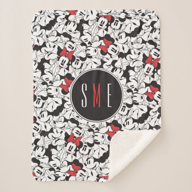Trendy Minnie | Monogram Classic Pattern Sherpa Blanket (Front)
