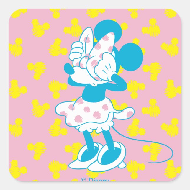 Trendy Minnie | Peek A Boo Square Sticker (Front)